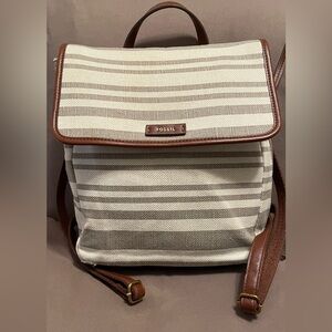 Fossil Women’s Striped Backpack - Brown and Beige